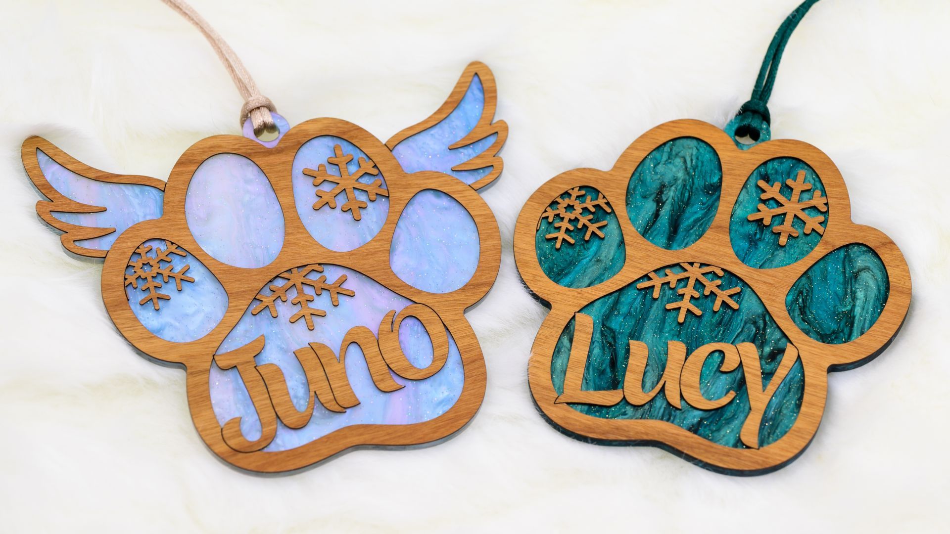 Angel Pet Paw Christmas Ornament, Personalized with Name | Angel Wings,  Halo | Laser Cut Wood | Memorial