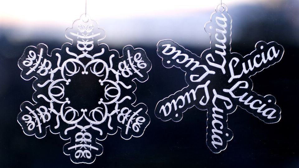 Make a Laser Cut “Name Snowflake” ornament with Cuttle ❄️